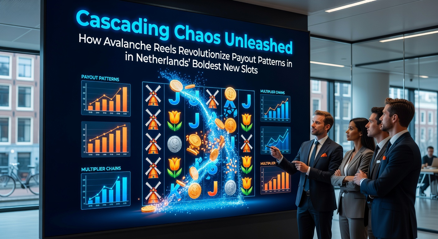 Dynamische avalanche reels in actie op een Nederlands slotspel, met vallende symbolen en exploderende wincombinaties