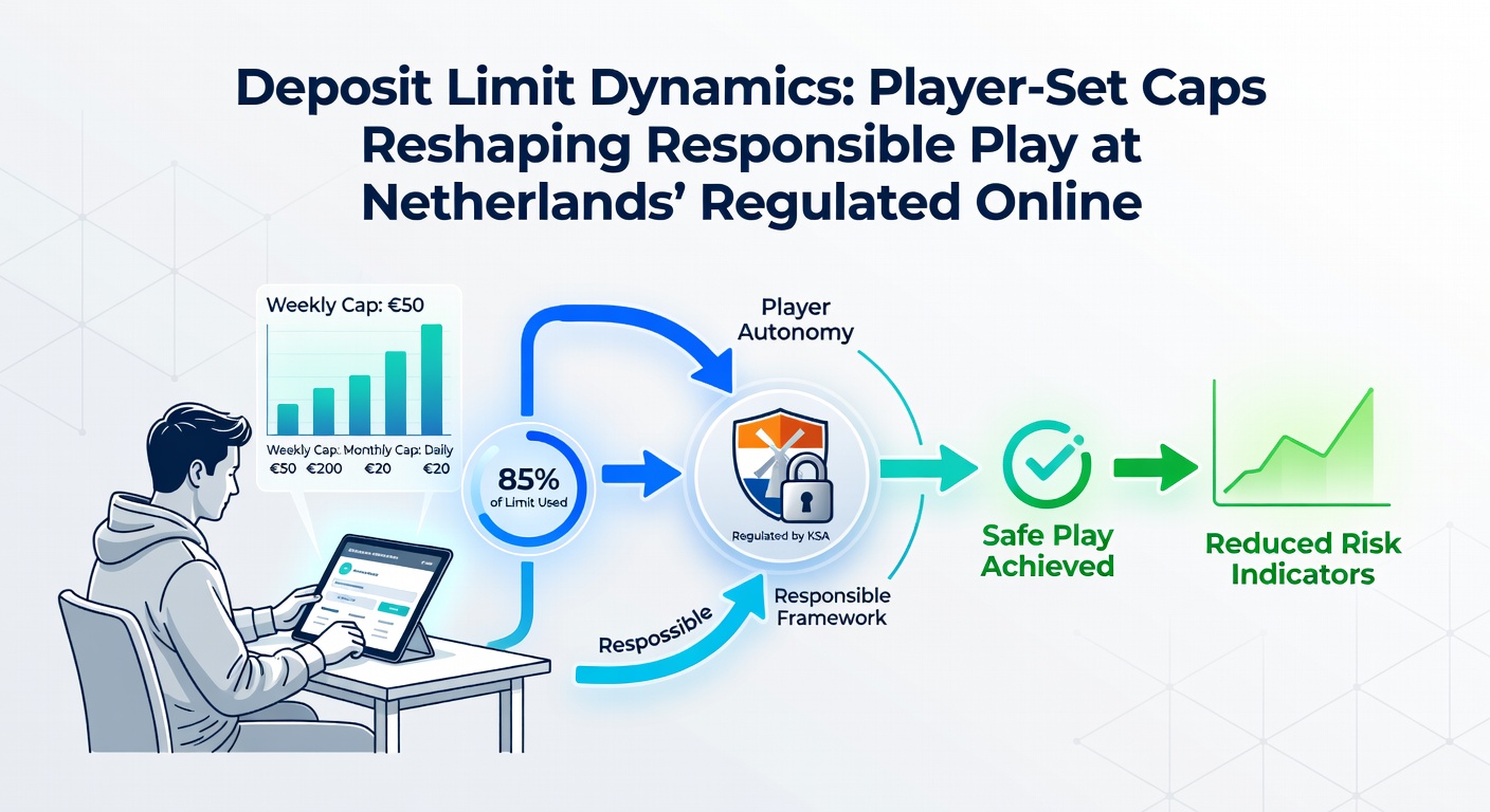 Speler-interface met stortingslimiet slider en waarschuwingsmelding op een Nederlands casino-platform, illustrerend verantwoorde speeltools in actie tot maart 2026