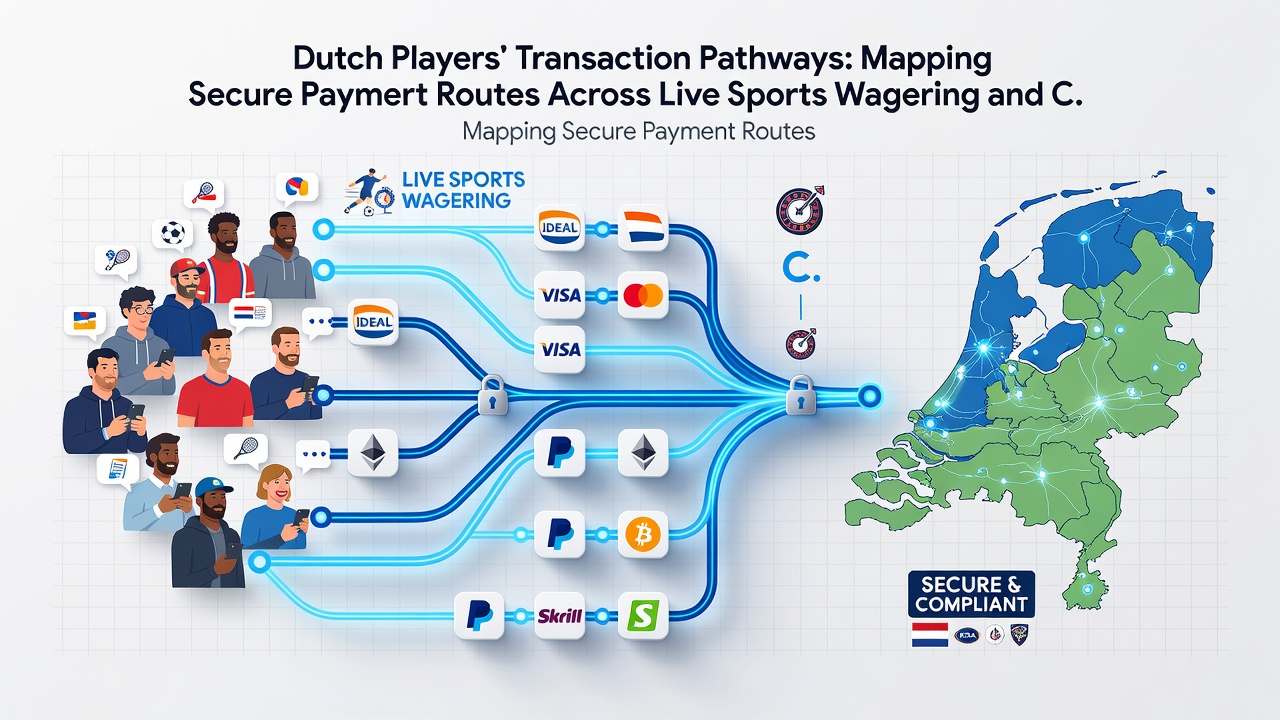 Diagram van uitbetalingsprocessen met beveiligde verbindingen tussen Nederlandse banken en gokplatforms