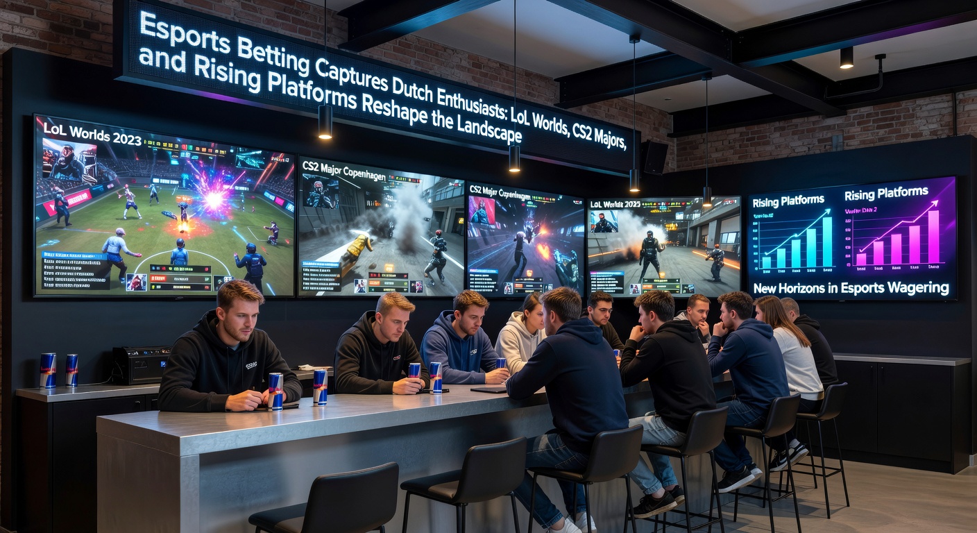 CS2 Major toernooi met spelers in focus tijdens een clutch moment, odds scrollend op side-schermen en enthousiaste crowd