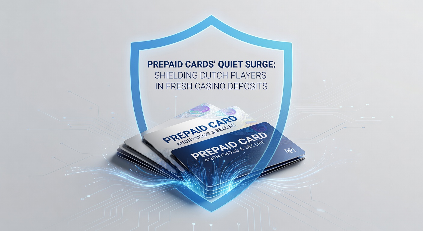 Prepaid kaart in gebruik bij een online casino storting, met Nederlandse vlag en slotpictogram voor veiligheid