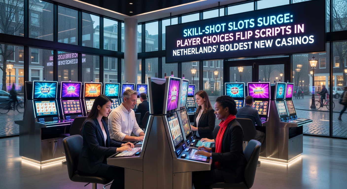 Dynamische skill-shot actie in een Nederlands casino slot, met spelerinterface vol keuze-opties en exploderende multipliers