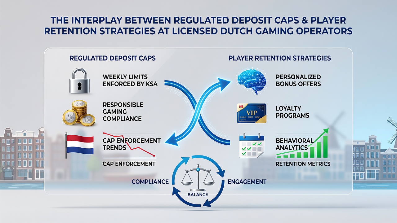 Grafiek die deposit caps en retentiestrategieën in Nederlandse gaming venues toont